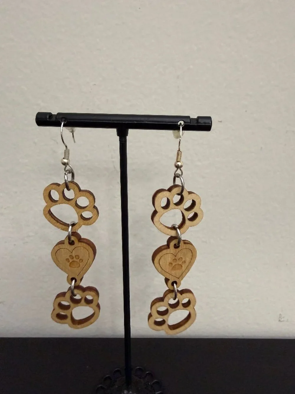 HANDMADE Dog Paw Dangle Earring - 925 Sterling Silver Lightweight